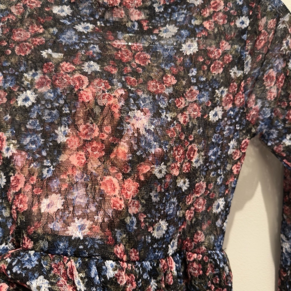 NWT- Knitworks Black, Pink & Blue Floral Dress Size 12 Girls - Picture 6 of 7